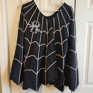 Grondin Road Black Spider Web Poncho - Halloween